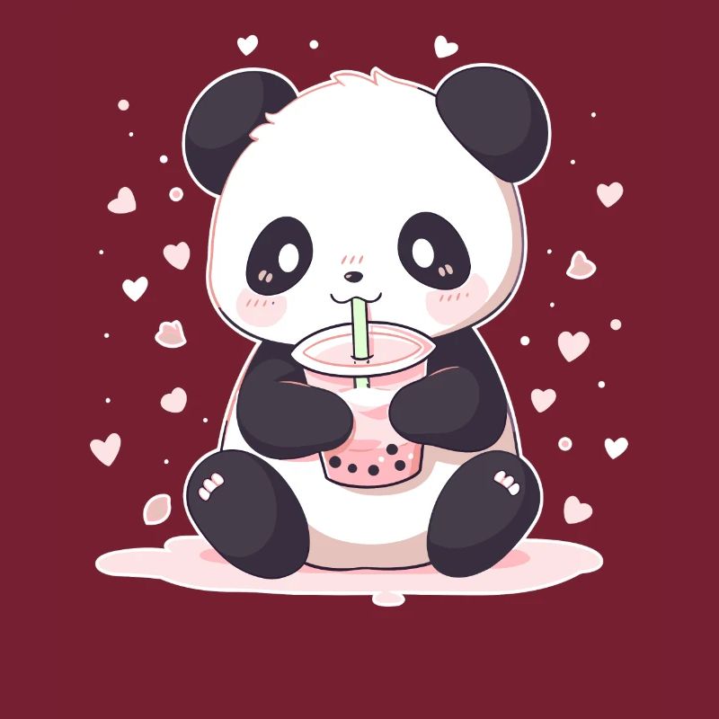 Kawaii Panda Drinks Boba Bubble Tea Chibi
