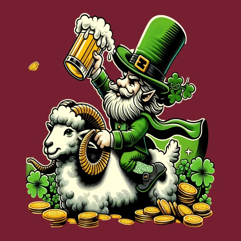 Widder reitender Leprechaun (Irischer Kobold)