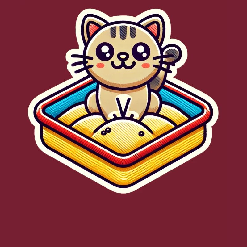 Chat mignon assis dans le bac à sable Style Patch