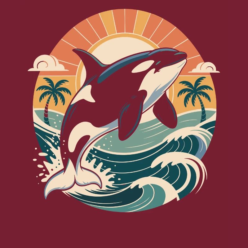 Vintage Orca Créatures de la mer Baleine de mer Orque