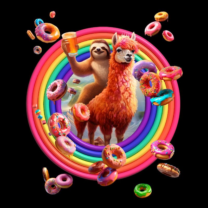 Alpaka Faultier Regenbogen Donuts