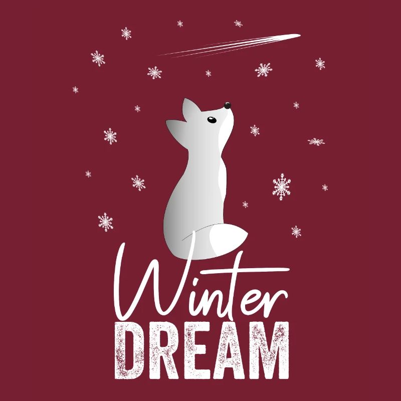 Winter Dream A Cute Snow Fox Watching Snowflakes
