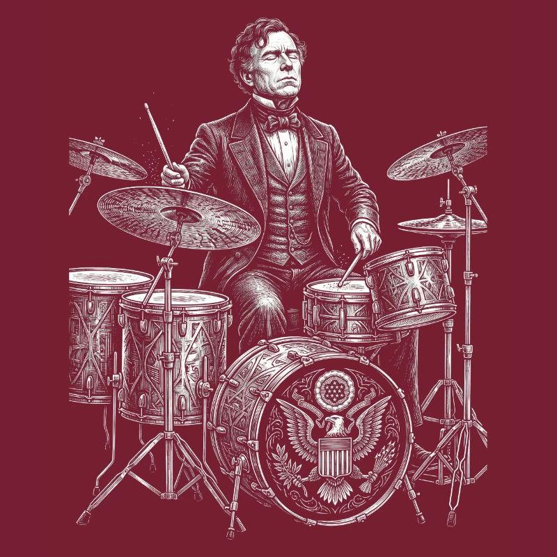 Franklin Pierce plays drums