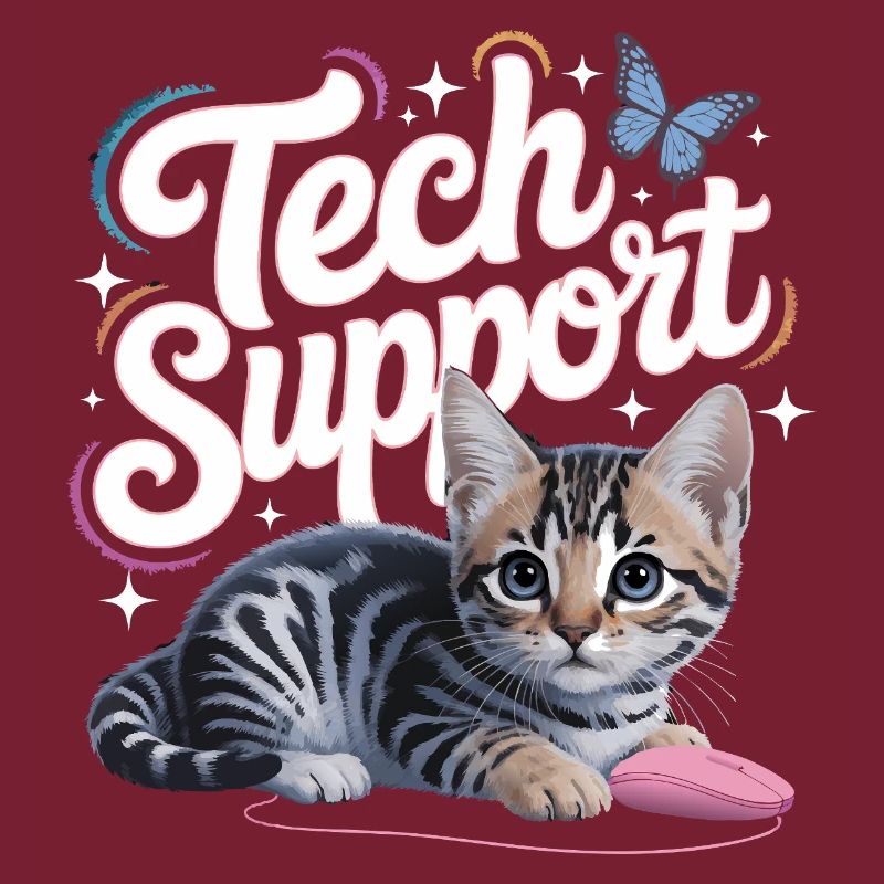 Funny Tech Support Cute Cat Ironic IT