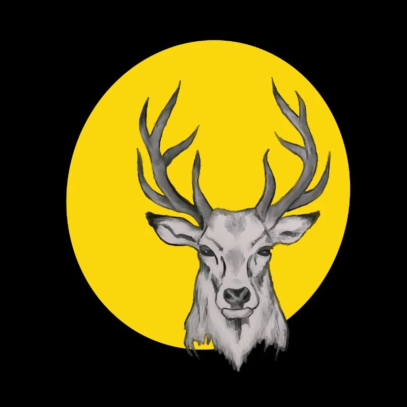 Tête de cerf dans le cercle jaune