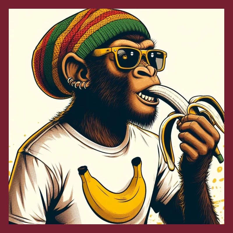 Cooler Affe isst Banane