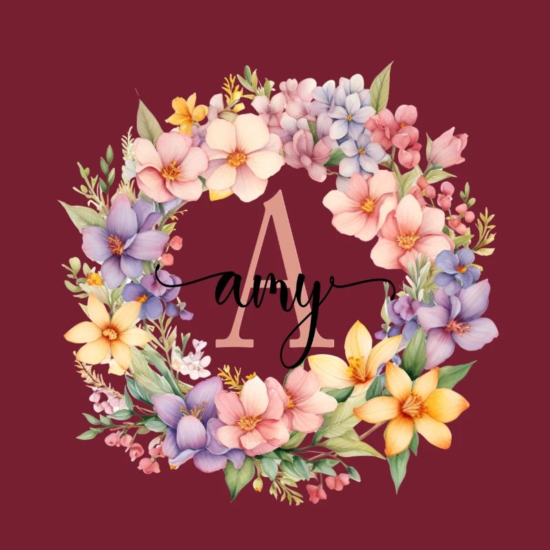 A| Monogramm | Name | Amy | Watercolor | Bunt