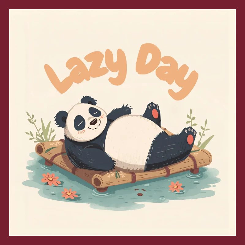 Panda napping on raft