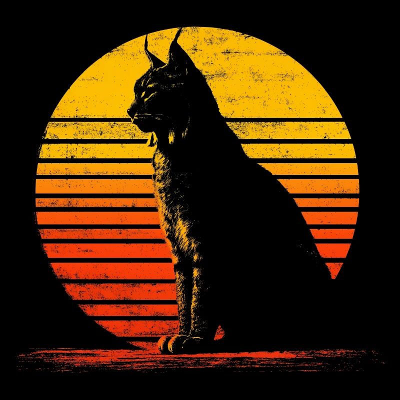 Luchs Katze Retro Wildkatze Design Naturfreund