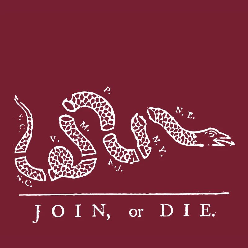 Gadsden alte Flagge beitreten oder die franklinwhite