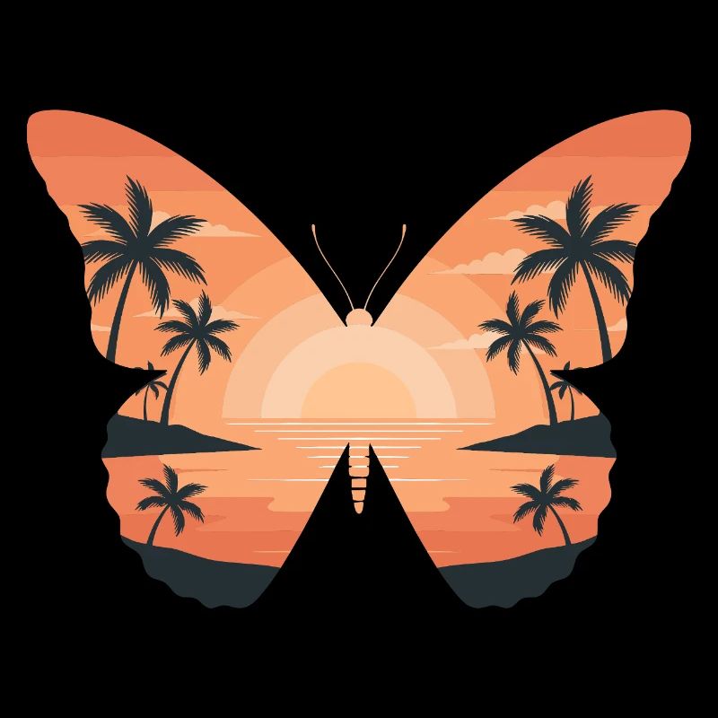 Papillon coucher de soleil sur la plage