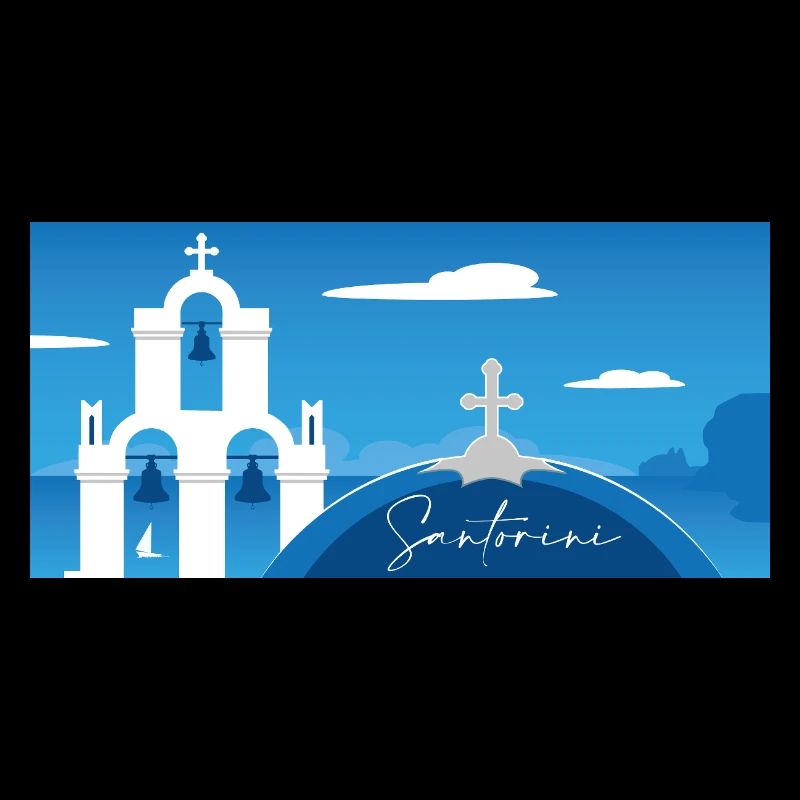 Santorini Panorama von der Kirche aus