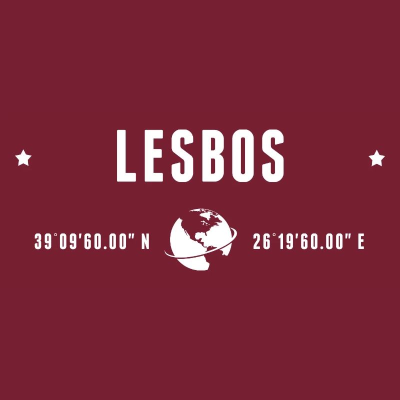 Lesbos Coordonnées Géographiques Stylisées