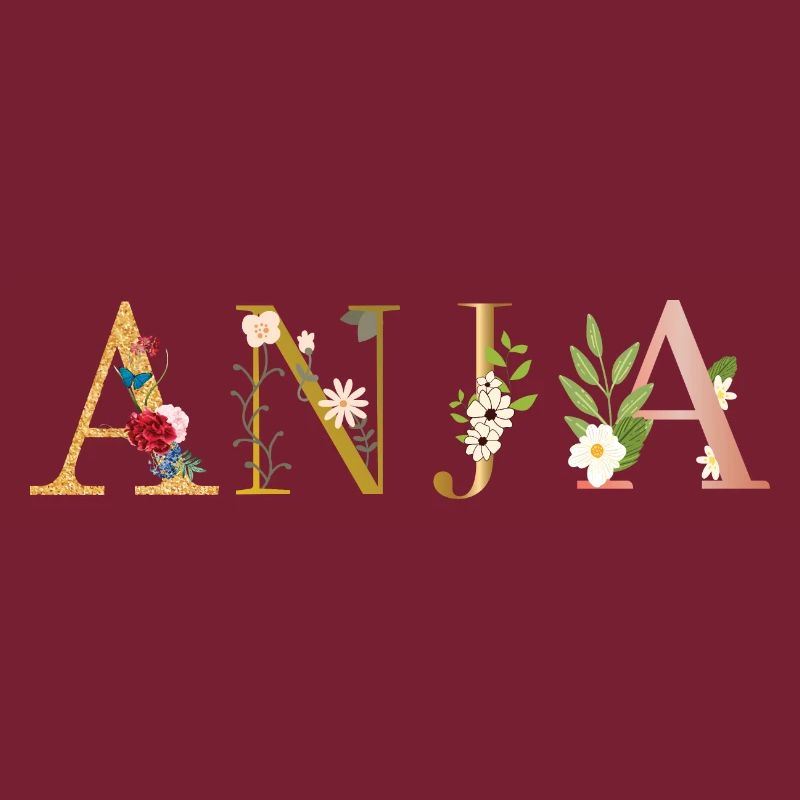 ANJA Nom décoré de fleurs