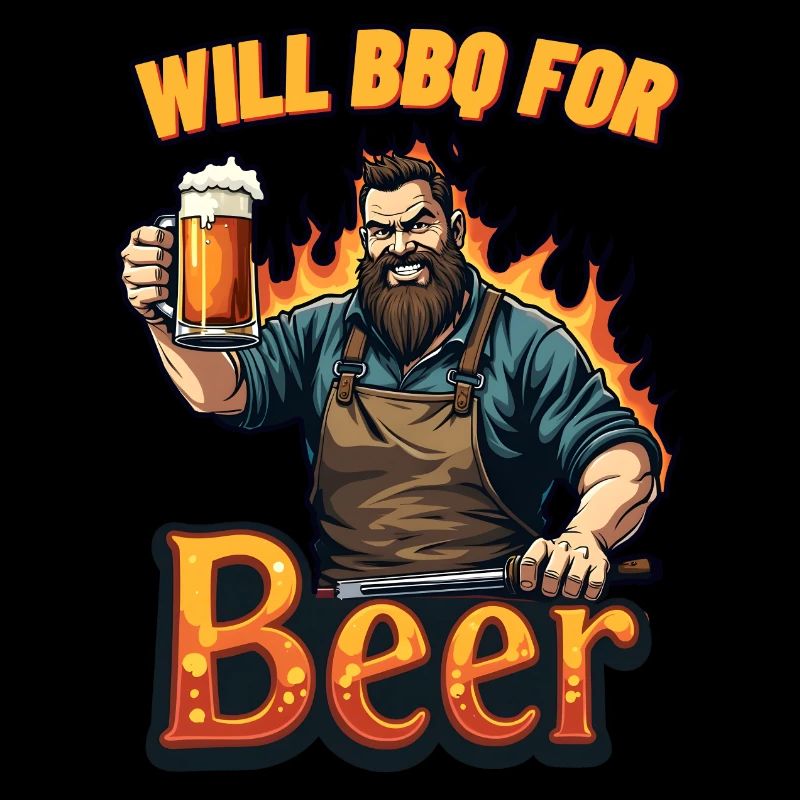WILL BBQ FOR BEER - Grillen und Bier