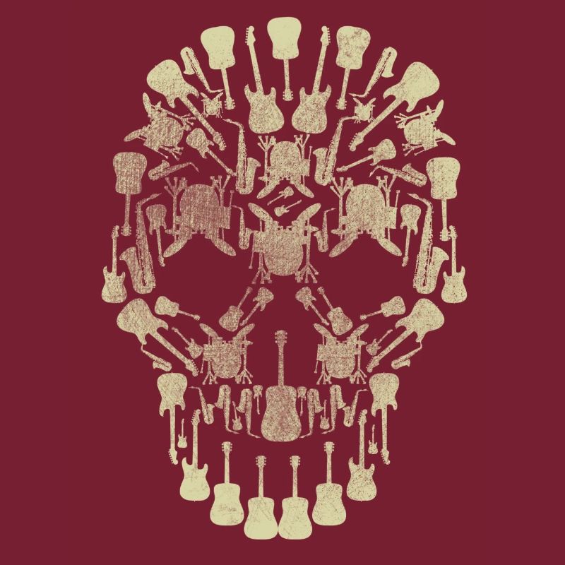 Musical Intruments Skull Silhoette