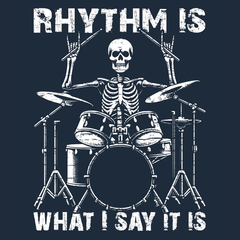Drummer Skull skeleton on the drum set