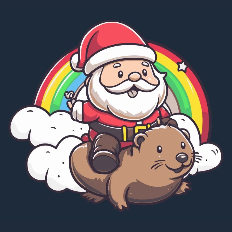 Biber Weihnachtsmann Regenbogen