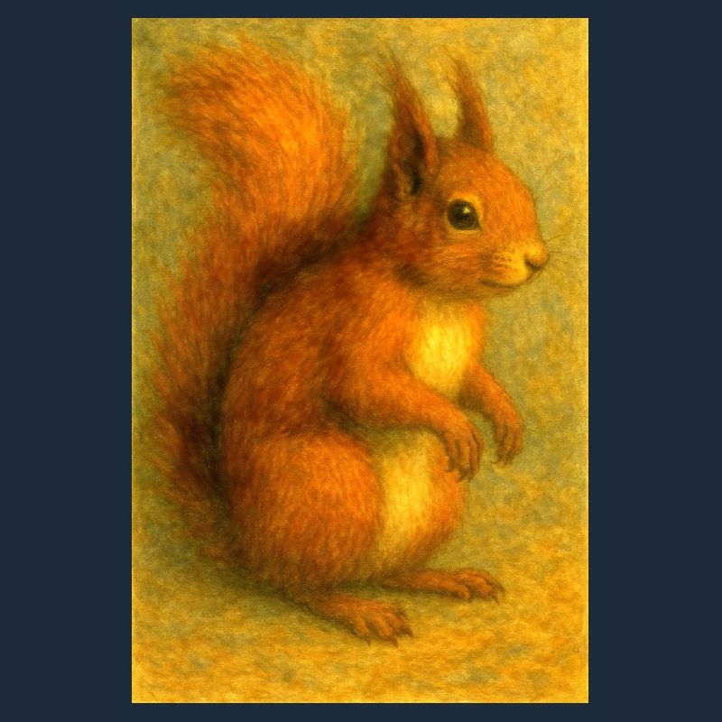 Rotes Eichhörnchen in klassischer Ölmalerei