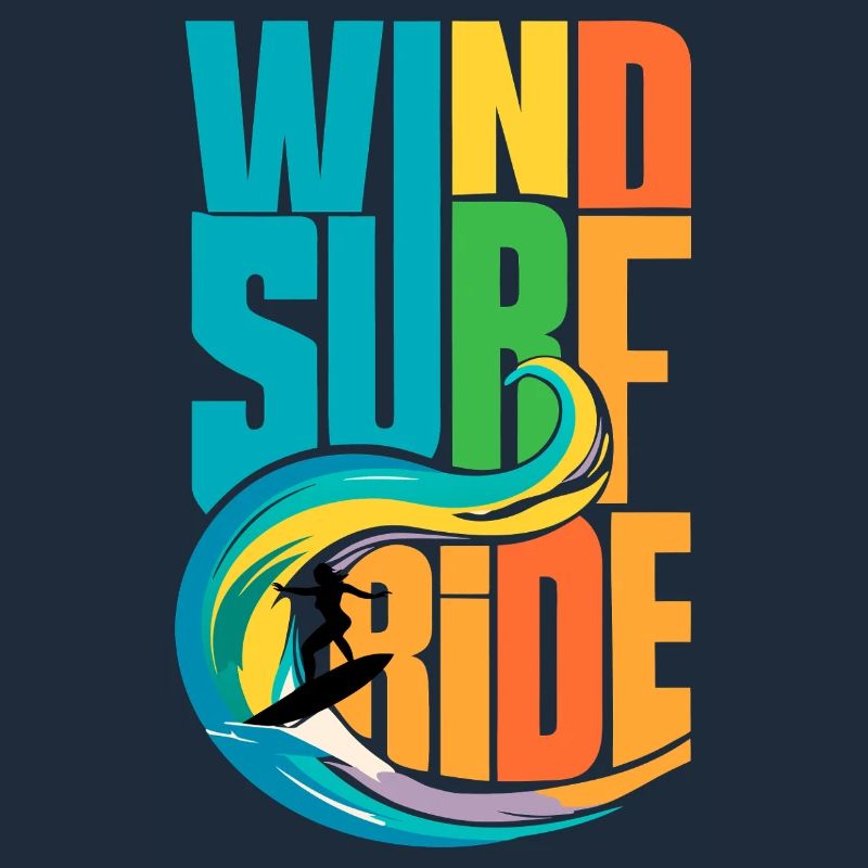 Farbenfrohe Windsurf-Ride-Action-Kunst - Lebendige Gewässer