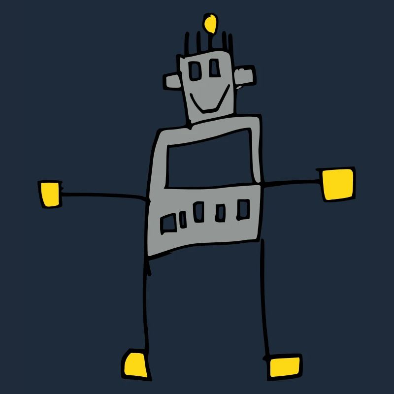 Die Zeichnung des coolen Roboterkindes