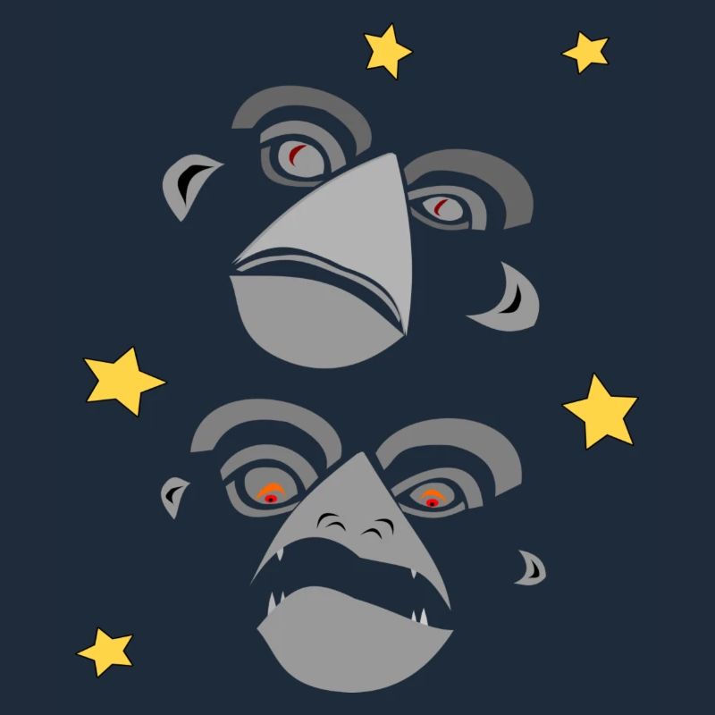 Two monkey faces screaming