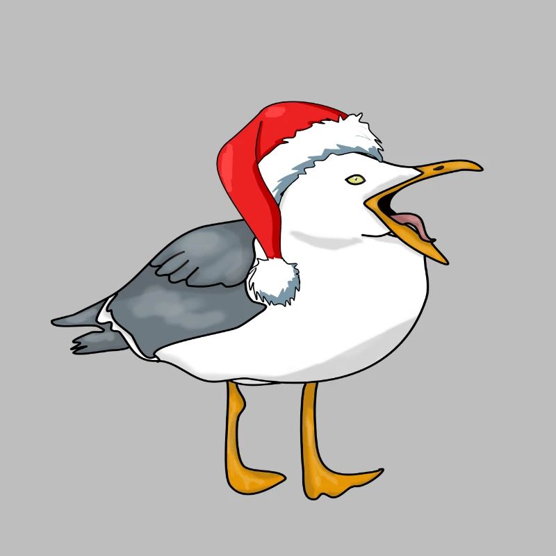 möwe mit weihnachtsmütze