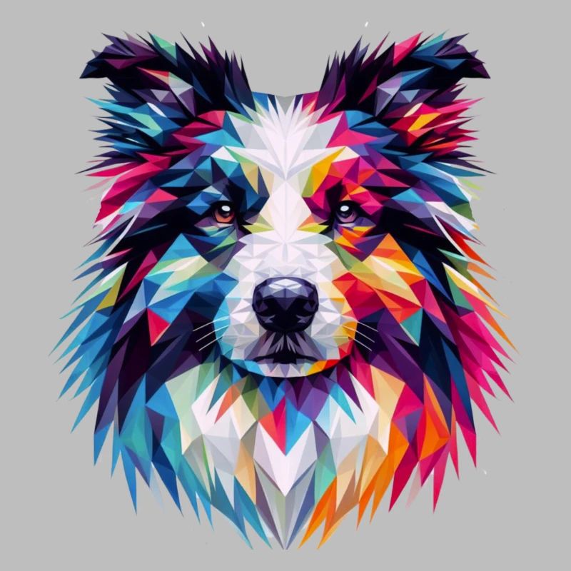 Modern geometric dog muzzle: collie