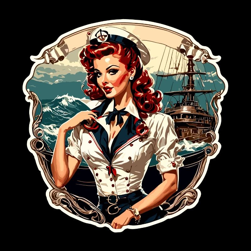 Matrosin / Pinup / Schiff / Boot / Anker / Lady