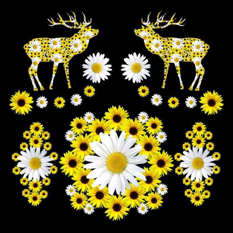 wilde Hirsche aus Sonnenblumen und Margeriten