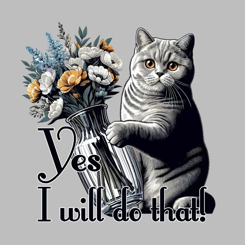 BKH British Shorthair Cat Vase Topple Over Gift