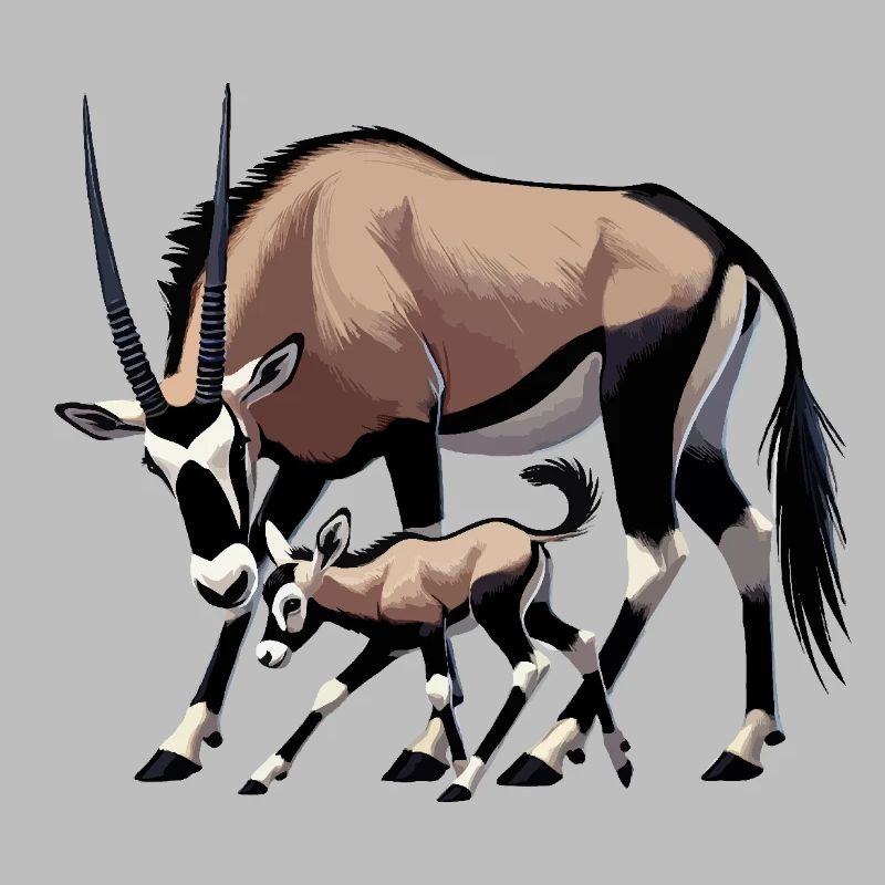 Oryx antelope with young