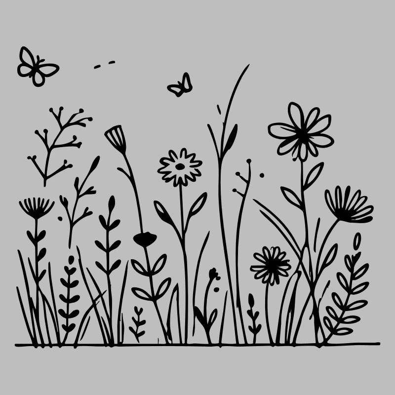 Prairie fleurie avec papillon