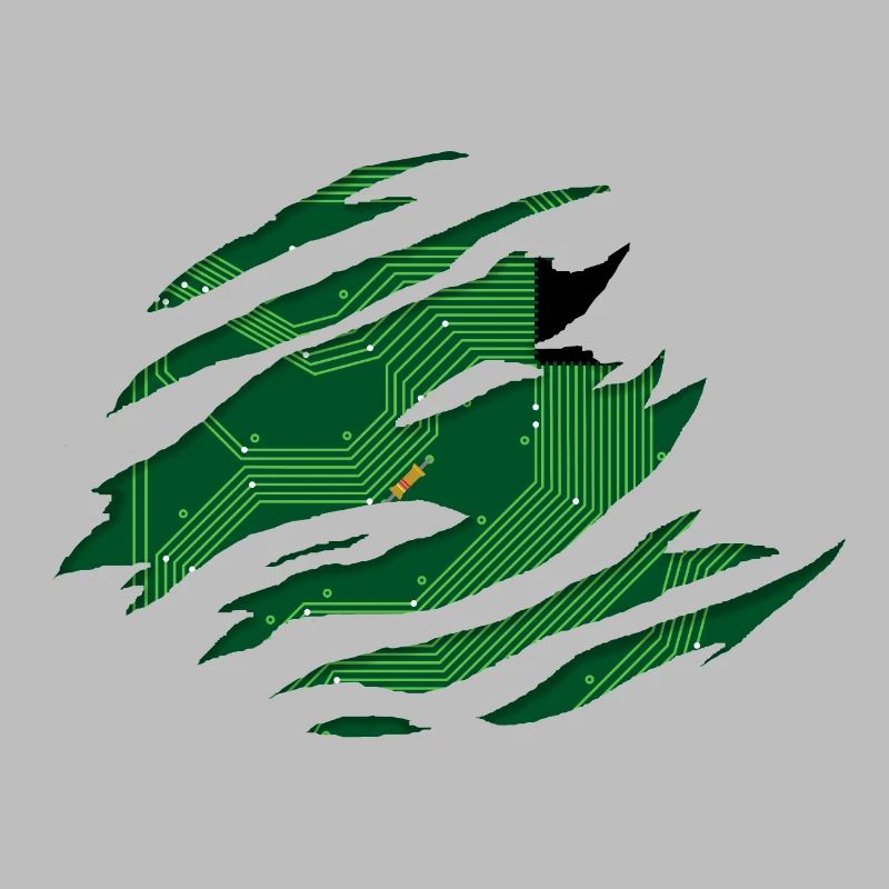 Computer Platine hinter einem Kratzer mit CPU