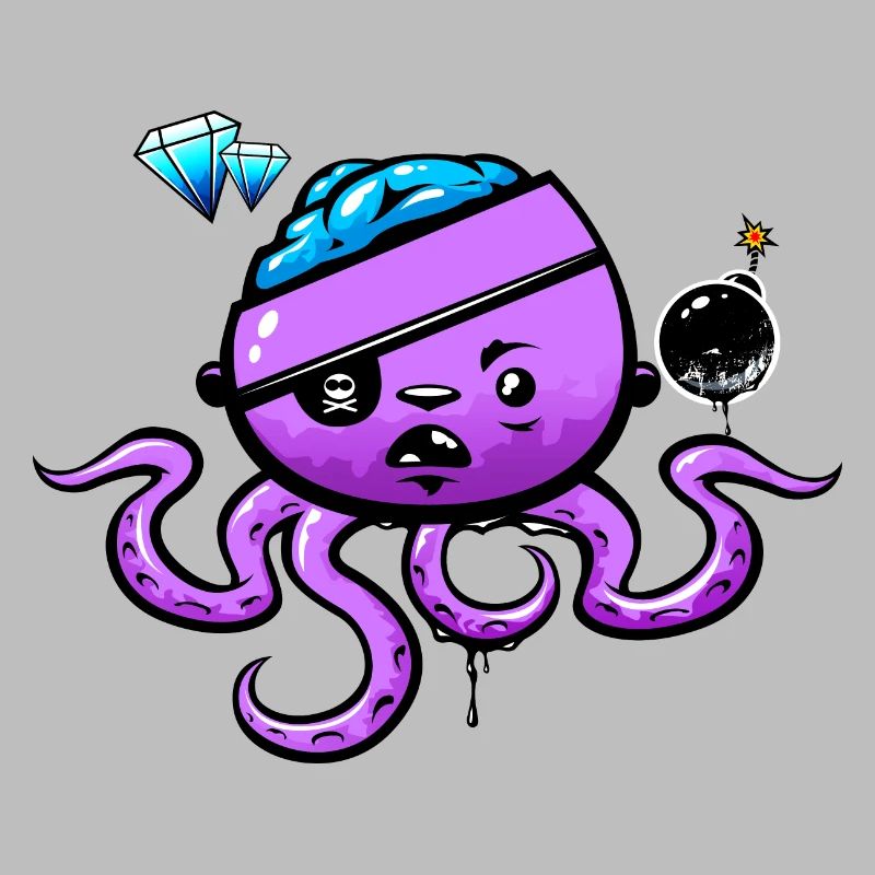 Pieuvre pirate avec bombe