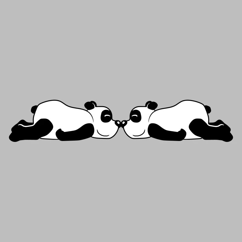 2 panda couché