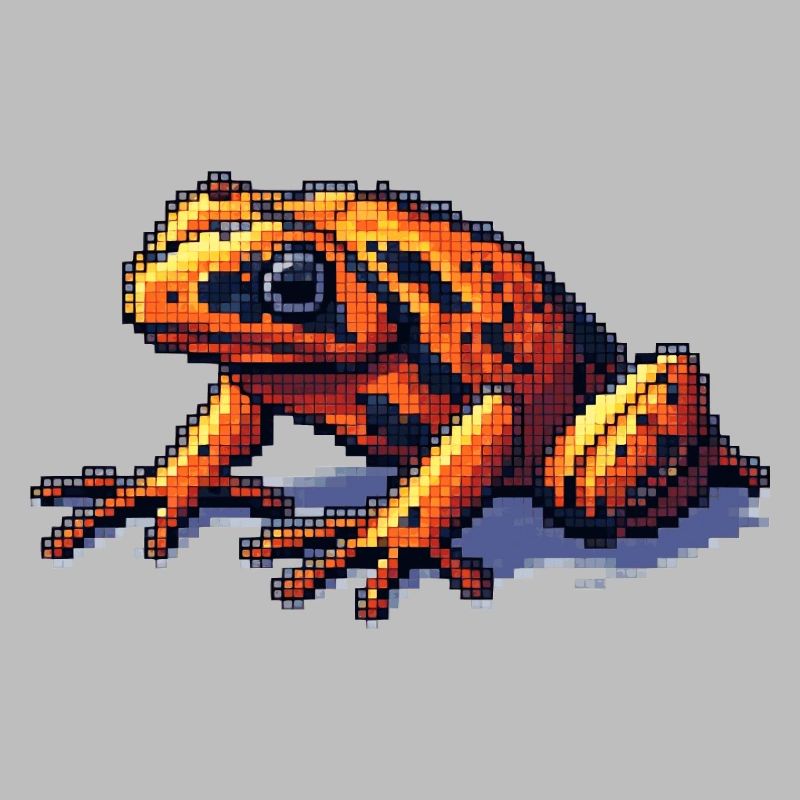 Poison dart frog in retro 8 bit pixel graphics