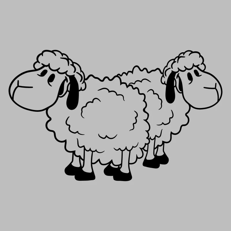 Deux Moutons Amis Équipe Équipage Mignon Petit Bébé Cher