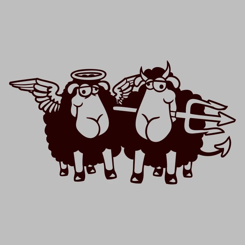 2 Sheep Angel Devil Satan Hell Evil Heaven Good