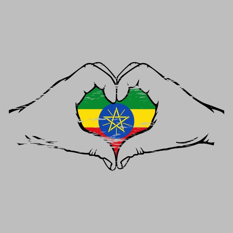 Drapeau de l’Ethiopie en forme de coeur utilisé