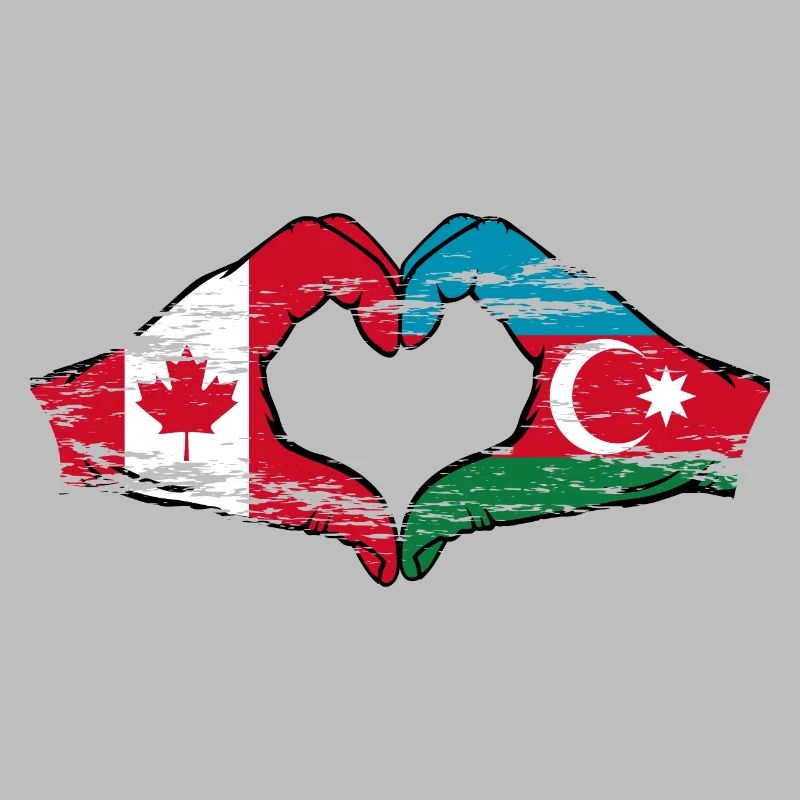 Forme de coeur Canada Azerbaïdjan avec mains utilisées