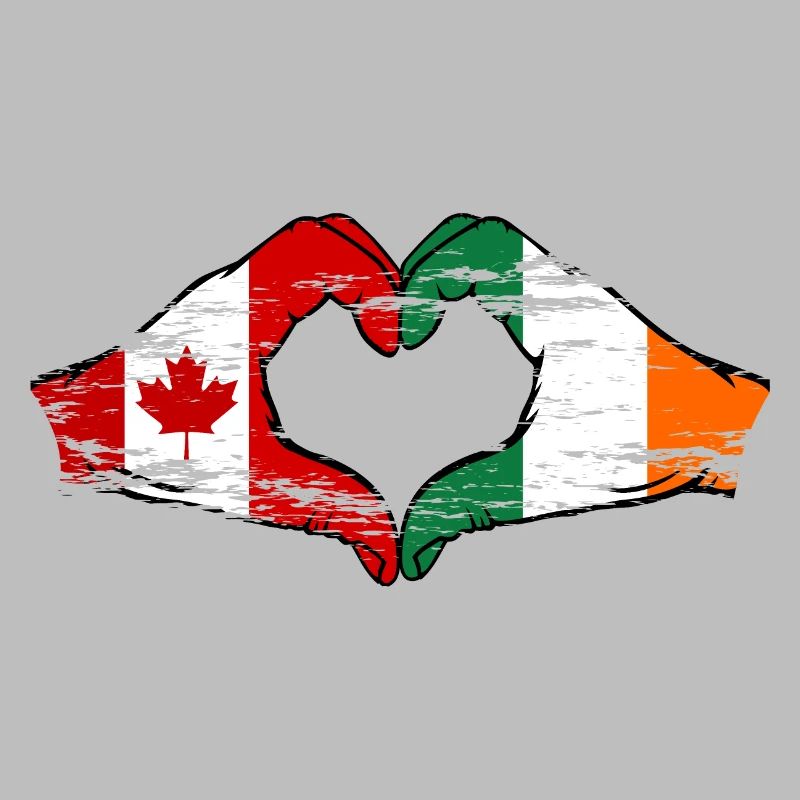 Forme de coeur Canada Irlande avec mains utilisées