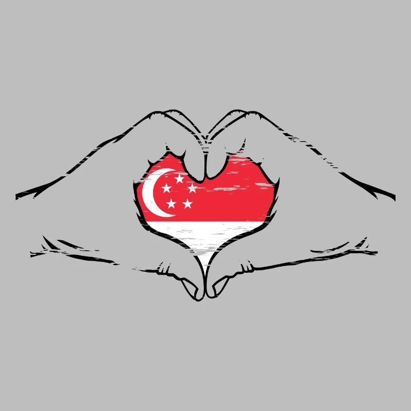 Aiguilles du drapeau de Singapour en forme de coeur utilisées
