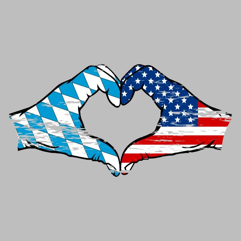 Bavière, USA, Drapeau, Mains, Forme de coeur Utilisé