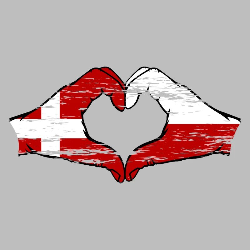 Danemark Pologne drapeau coeur forme utilisé