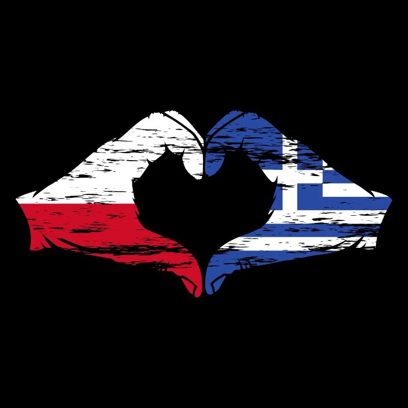 Pologne Grèce drapeau coeur forme utilisé