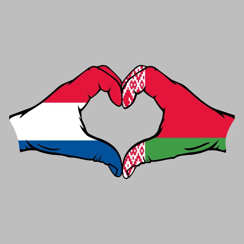 Hollande Biélorussie Drapeau Mains Coeur Forme