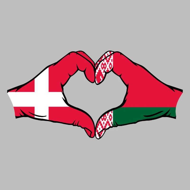 Danemark Biélorussie Drapeau Mains Coeur Forme