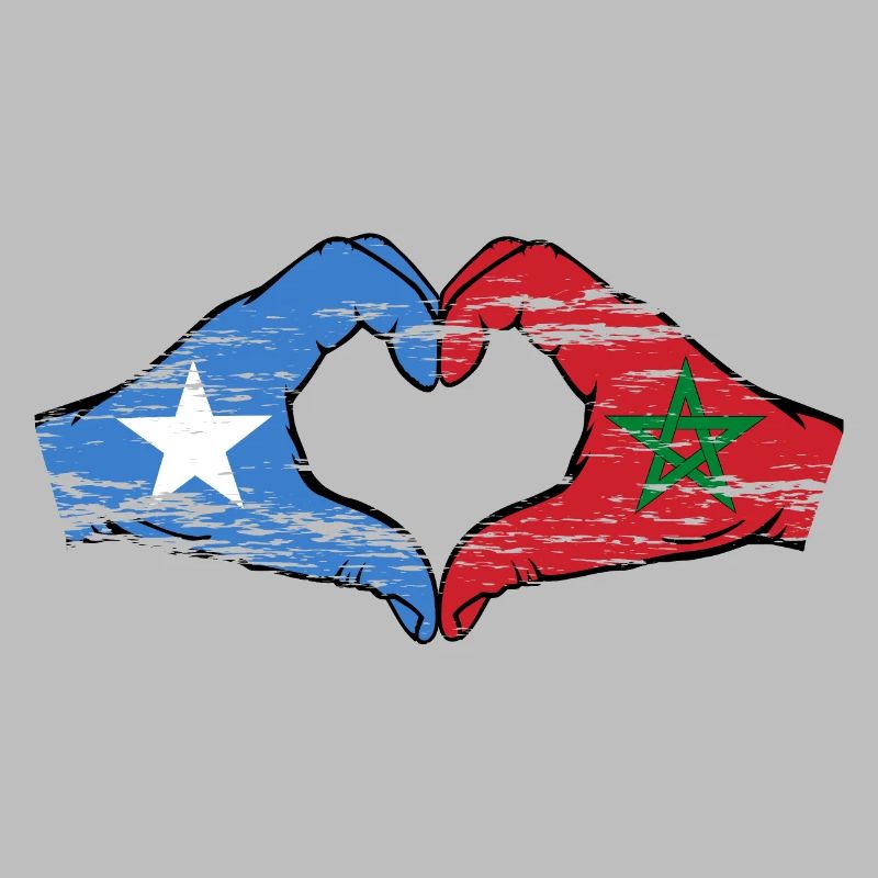 Somalie Maroc Drapeau Mains Coeur Forme Utilisé