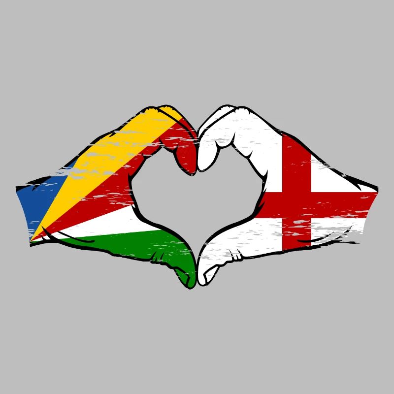 Seychelles Angleterre drapeau mains forme de coeur utilisé